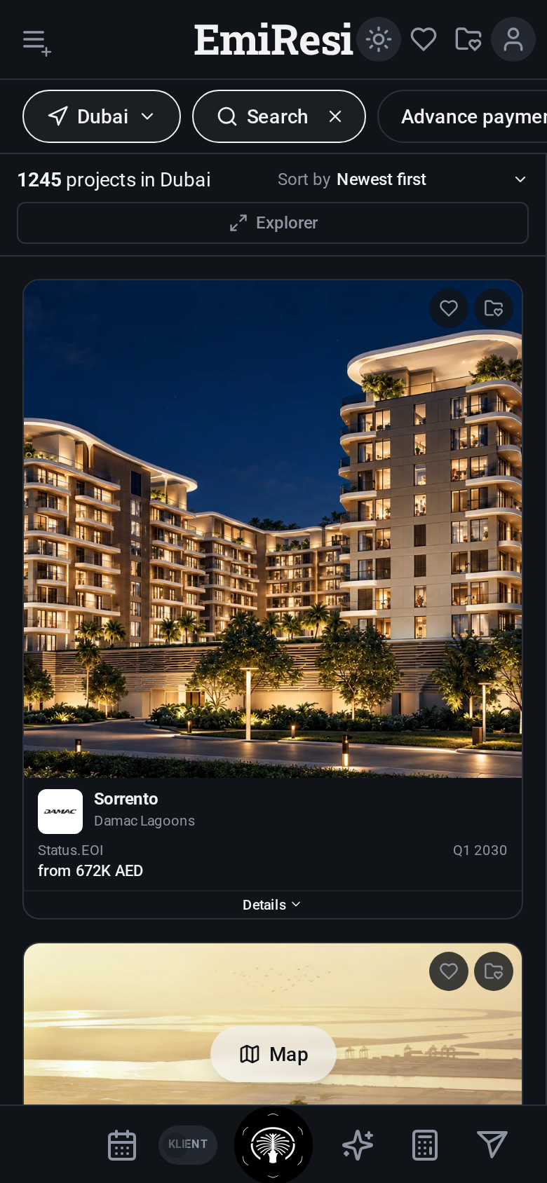 EmiResi — actual mobile project view